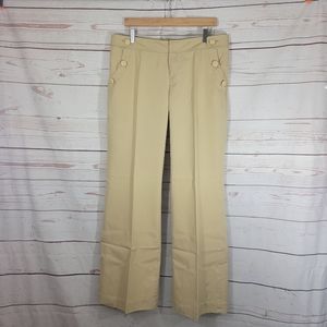 Lilly Pulitzer Olive Pant Solid Camel Khaki Sailor Wide Leg Size 14